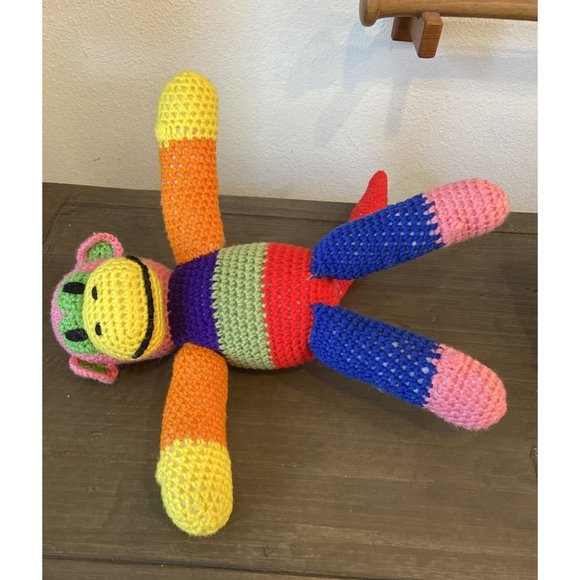 Crochet Rainbow Monkey 10” Inches Tall hobbyist - Picture 6 of 10